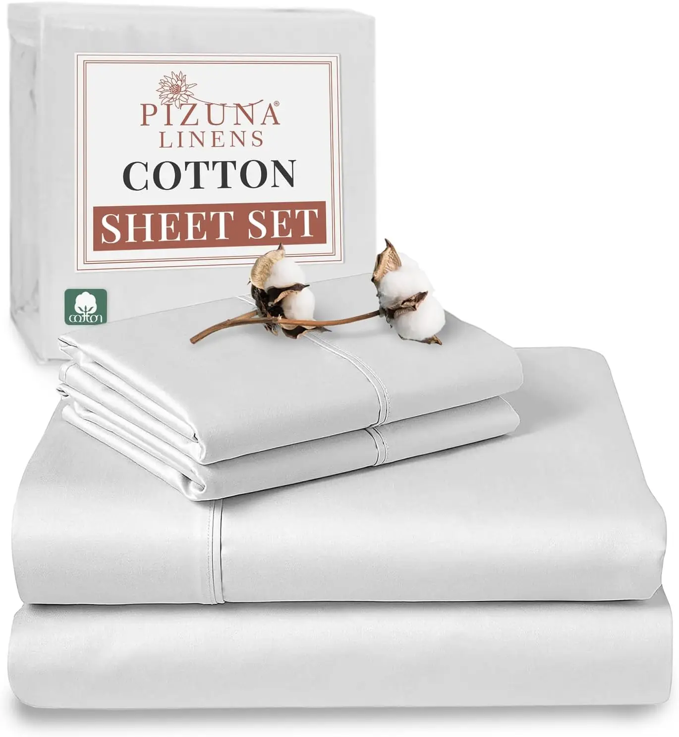 100% Cotton Sheets King Size, Luxurious 400 Thread Count Long Staple Cotton Sateen Sheets King with 15" Deep Pocket