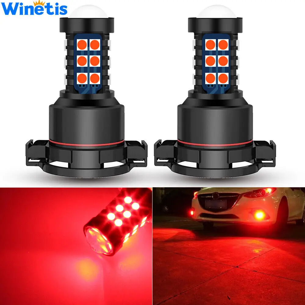 Winetis 2X 5202 H16 9009 Pure Red LED Bulbs 3030 SMD Fog Driving Light Super Bright 12V Daytime Running Light