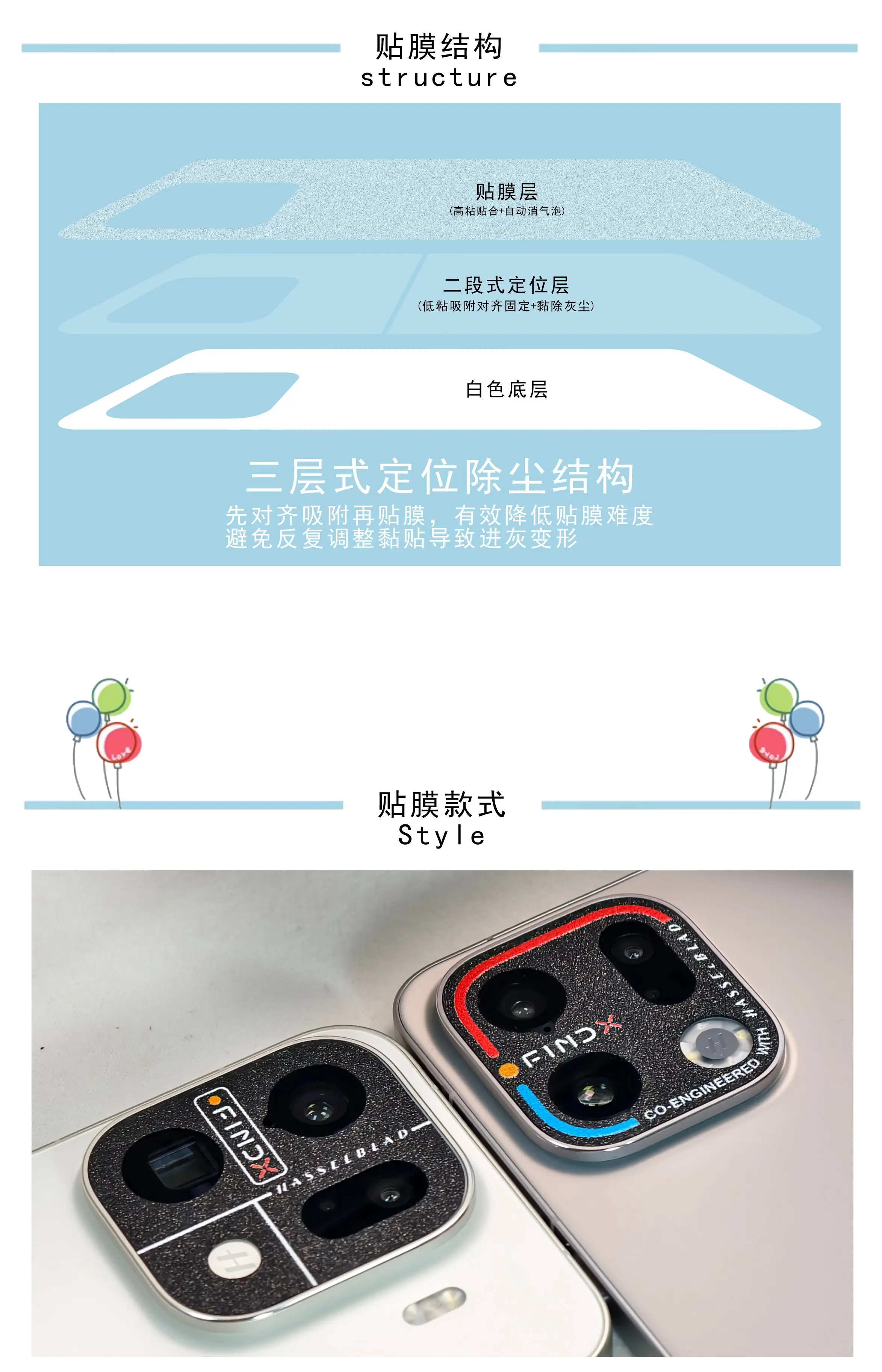 3Pcs Lens Film for OPPO Find X9 Pro Rear Camera, Watermark Matte Anti-Scratch Film for OPPO Find X9 Mobile Phone Lens Protection