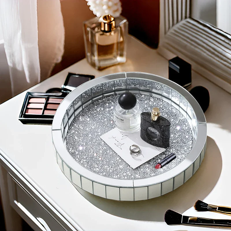 Bitz Rotating Cosmetics Storage Box Desktop Skin Care Products Shelf Dresser Perfume Tray Rhinestone Box