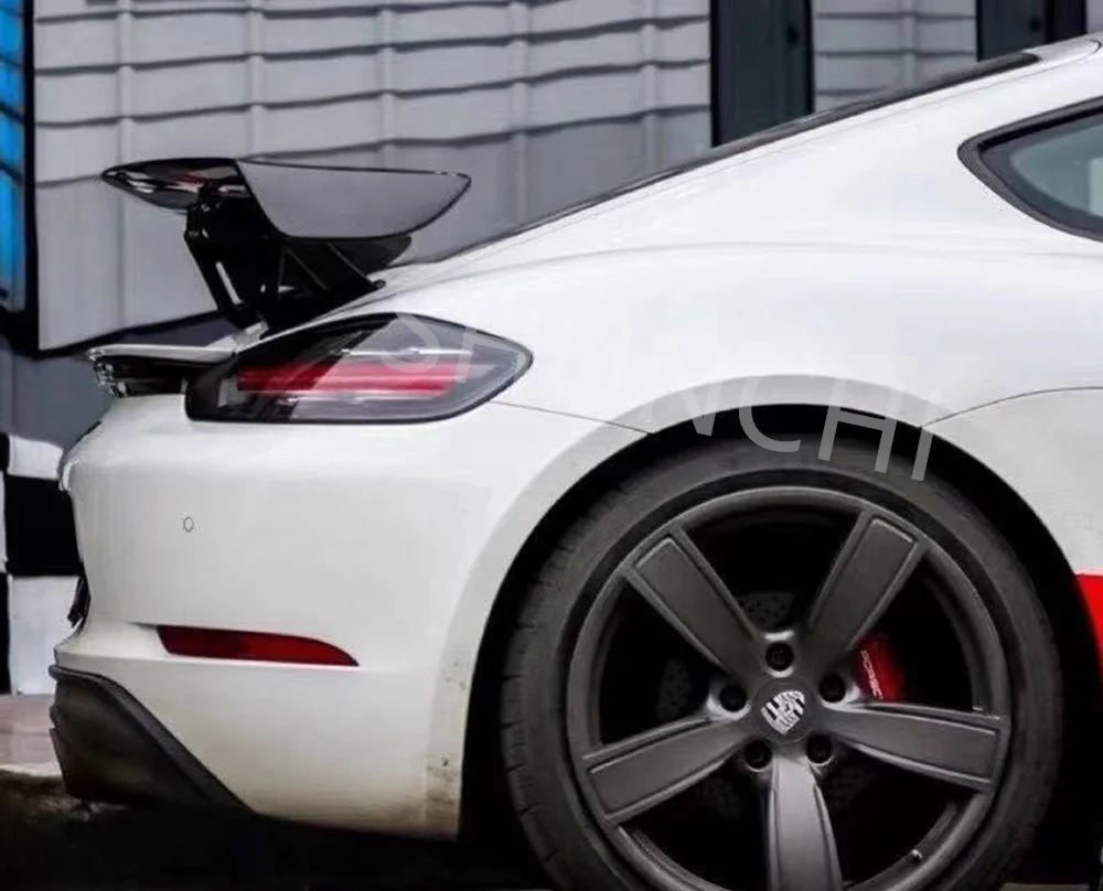 For Porsche Boxster Cayman 718 981 987 New GT4  Rear Trunk Spoiler Wing Rear Trunk Big Spoiler Lip Wing Carbon Fiber / FRP Black