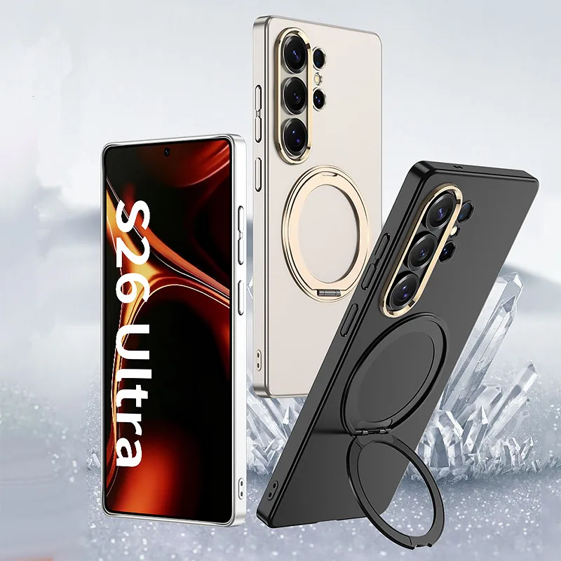 

Matte PC 360 Ring Holder Bracket Plastic Case For Samsung Galaxy S26Ultra S26 Ultra Thin Slim Magnetic Wireless Back Cover