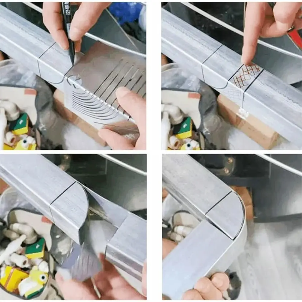 Stainless Steel Square Tube Folding Ruler Metal Marking Smooth Arcs Four-sided Ruler Precise 90-degree Angles Versatility