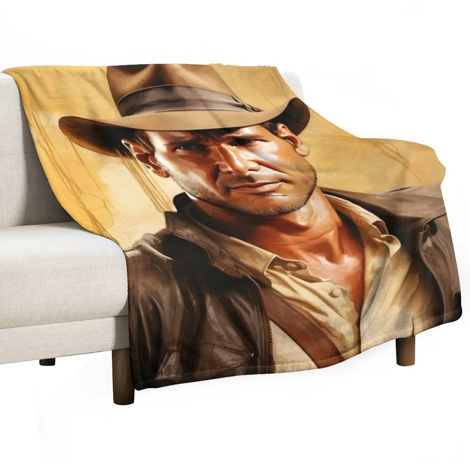 

Indiana Jones Paint Artwork Throw Blanket Decorative Throw Nap For Sofa Thin Shaggy Blankets