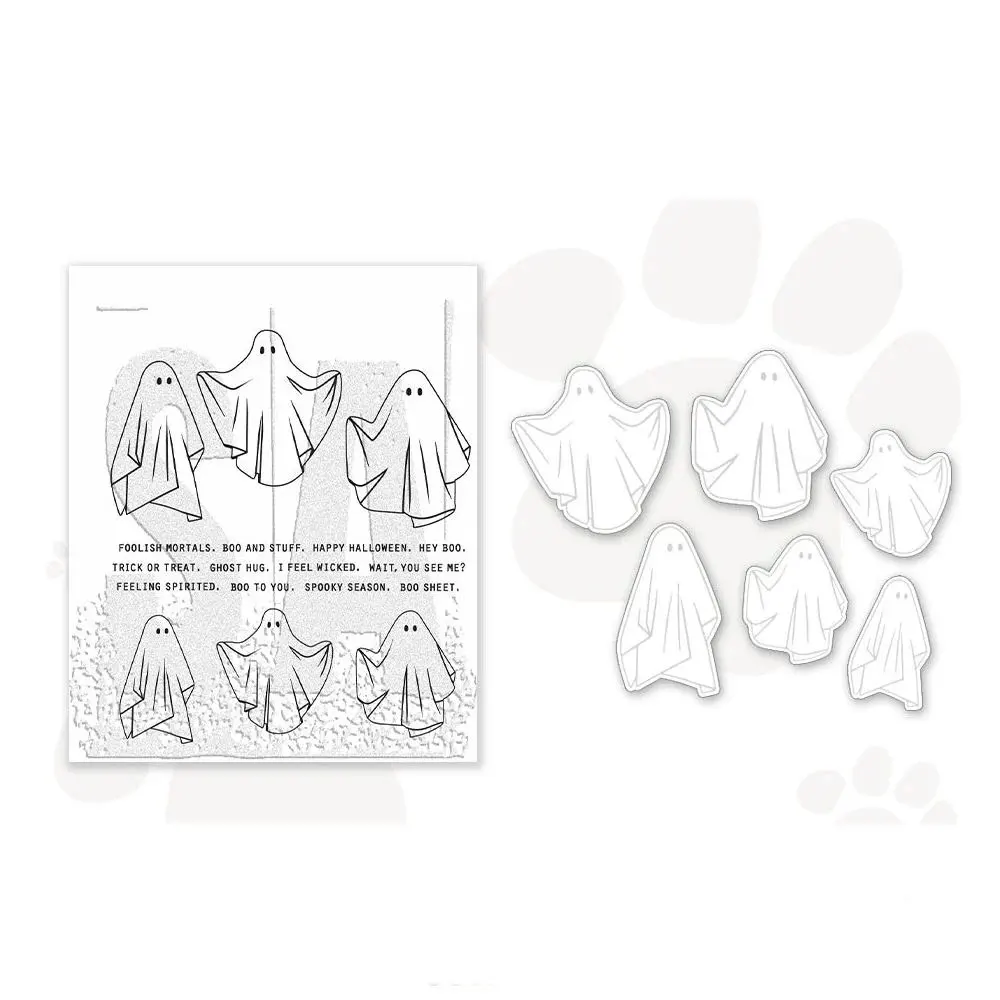 Halloween Graveyard Ghost Tombstone Spider Web  Ghost Spirit Cemetery Church Clear Stamp & Metal Cutting Die Set Scrapbooking