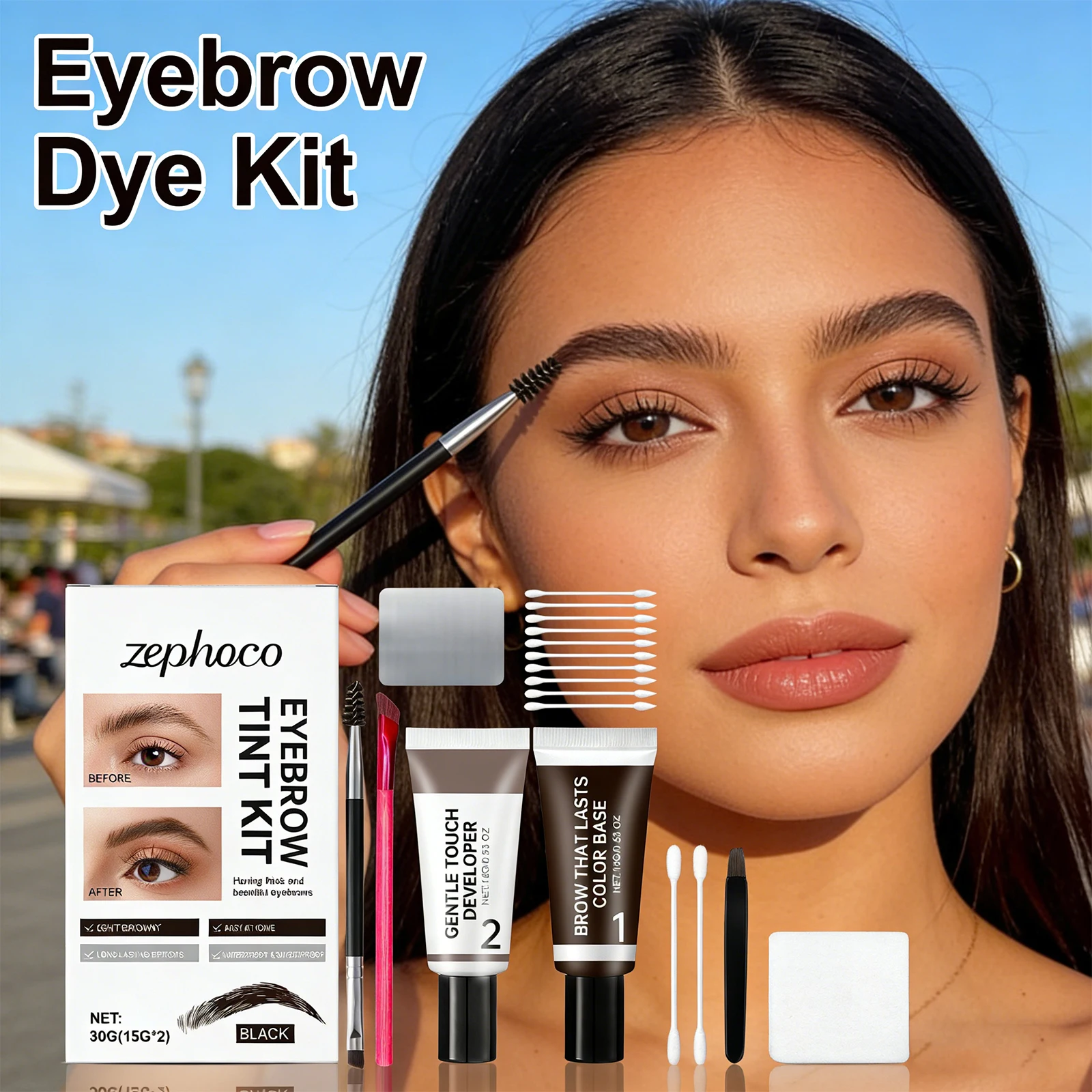 Eyebrow Dye Kit Long-Lasting Waterproof Smudge-Proof Natural 3D Eyebrow Shaping Dual-Component Dry Tint Stereoscopic Eyebrow