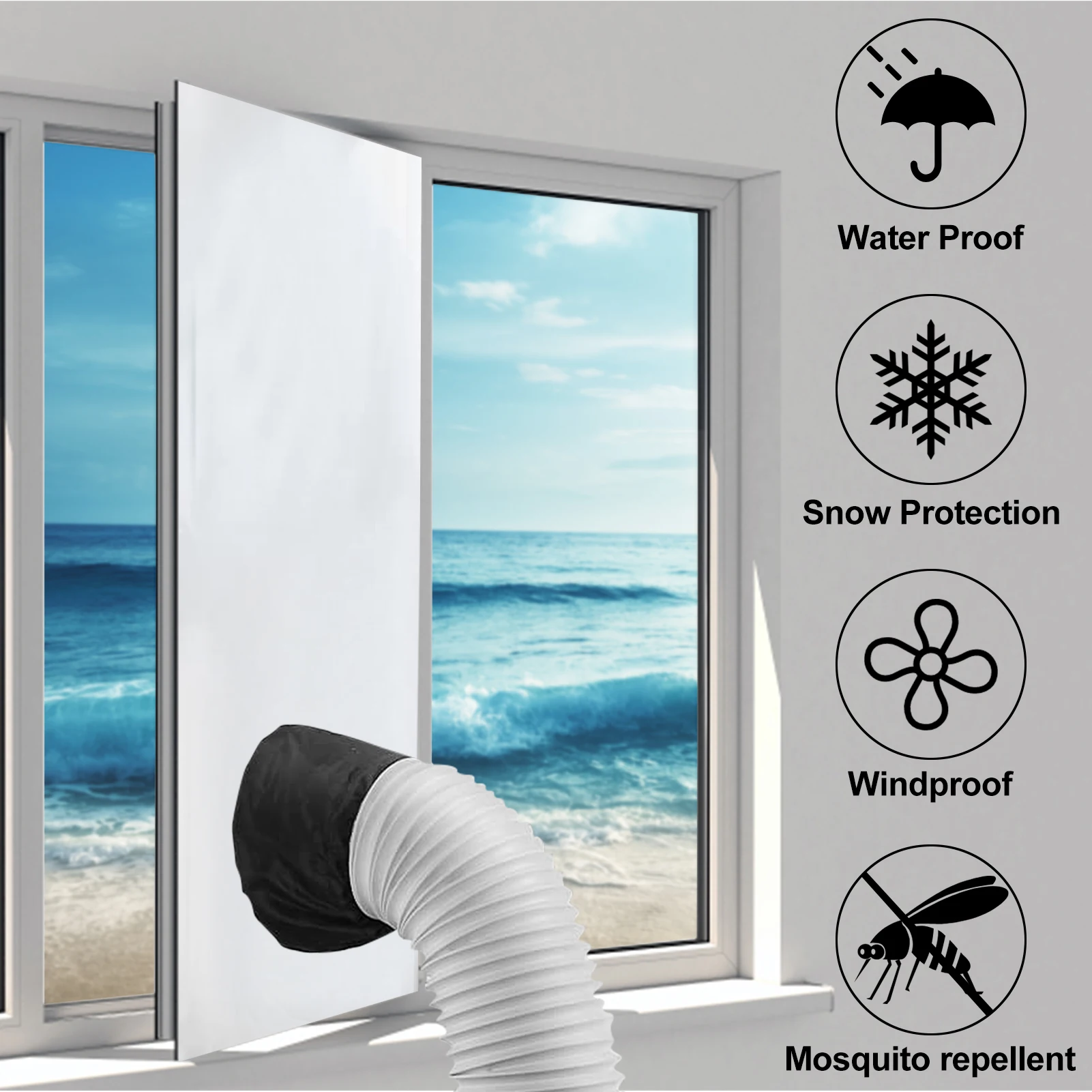 2M/3M Universal Window Seal Portable Air Conditioner And Tumble Dryer AC Window Sealing Cloth Kit with Adjustable Coupler with T