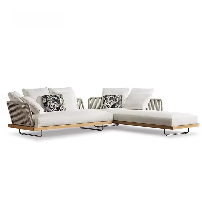 Outdoor Furniture Balcony Vine Art Teak Sofa Chair Outdoor Sofa Courtyard Designer Vine Chair Sofa Vine Weaving