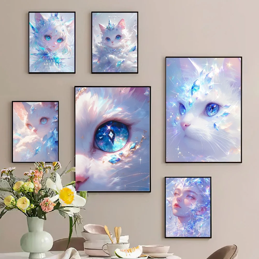 

Super Cute Cat and Catgirl Wall Painting Anime Animation HD Poster Mural Living Room Sofa Background Wall Home Decoration Mural