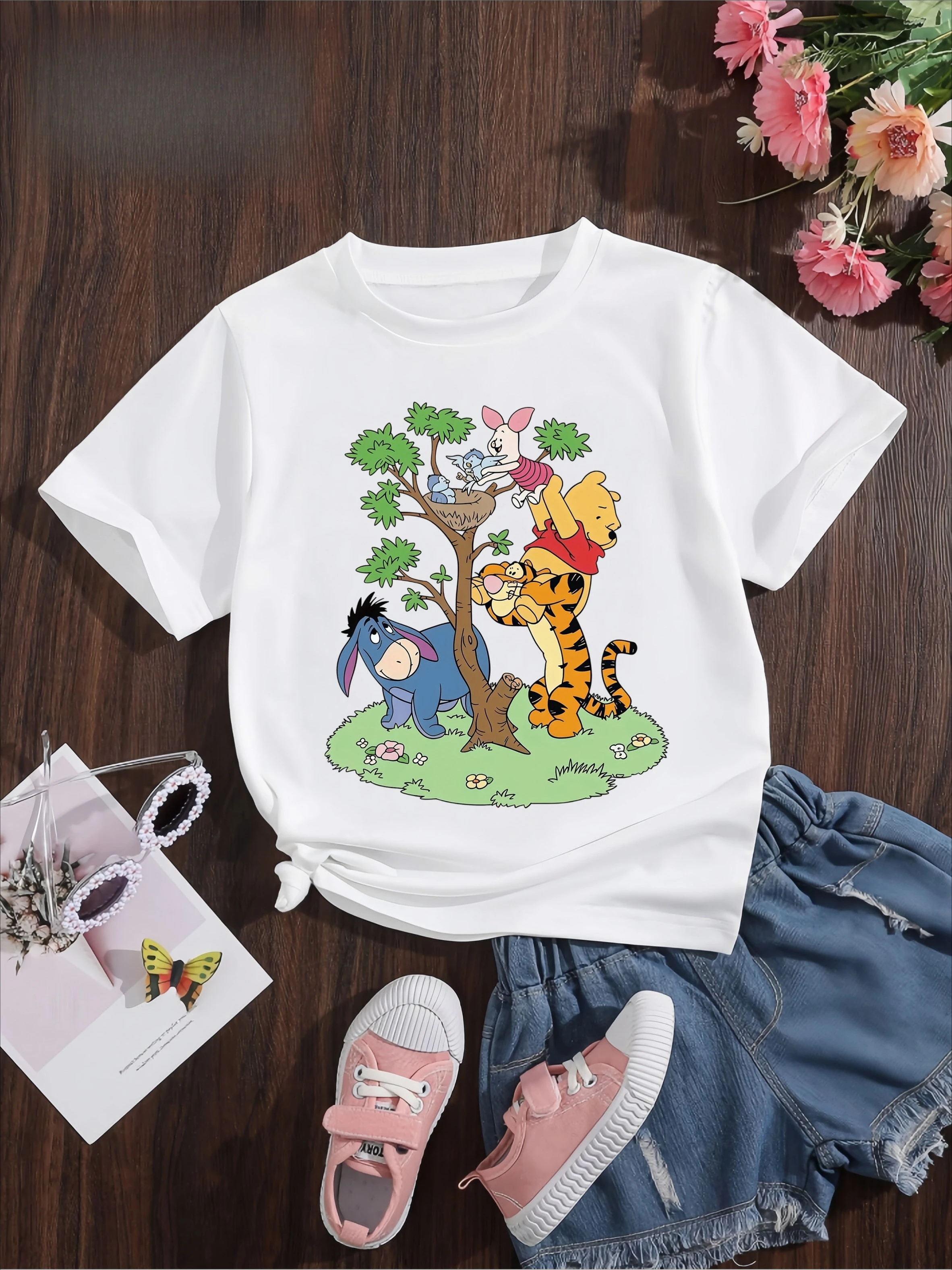 2026 Fashion New Style Winnie The Pooh Pure Cotton Short-sleeve, Men's/women's Daily Casual Soft High-quality Plus-size T-shirt