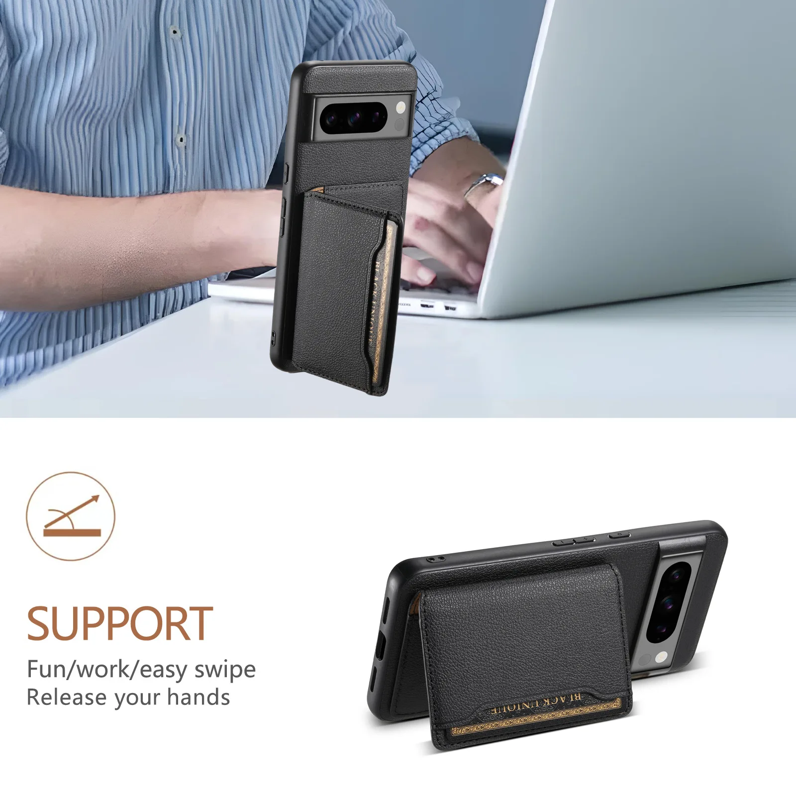 

Luxury Magnetic Card Holder Wallet Phone Case for Google Pixel 10 Pro Xl 9 Pro 9A 8 8A 7 7A 6 6A Bracket TPU+PC+PU Leather Cover