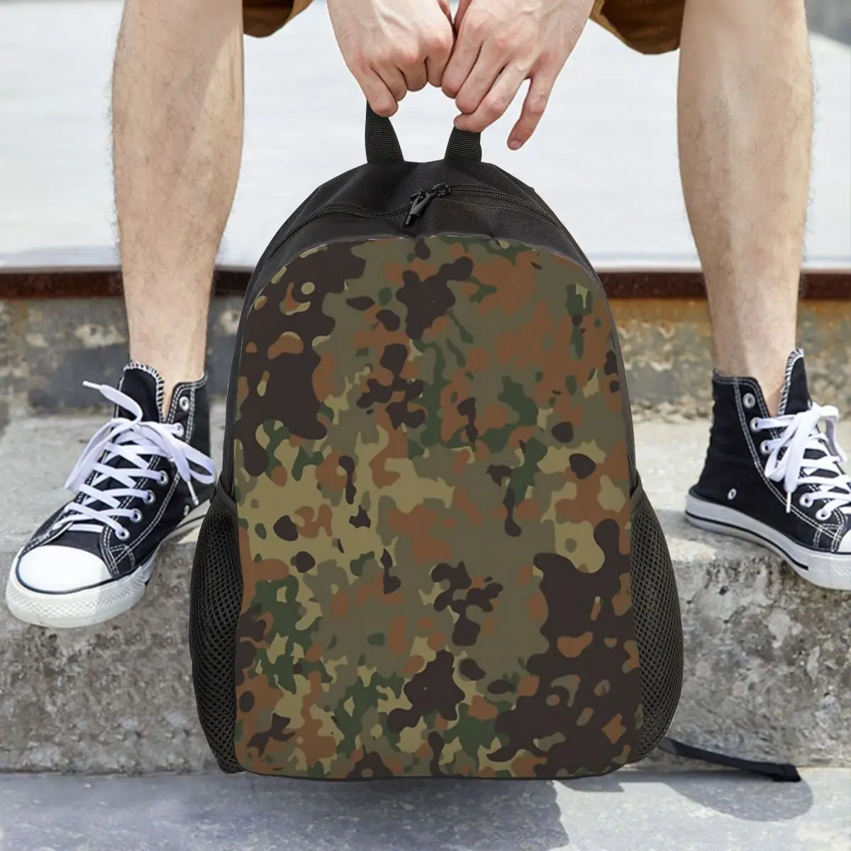 

Flecktarn Camouflage Backpack Hot Sale Daypack Large Capacity Kids BookBag School Bag Shoulder Bags for Men Women