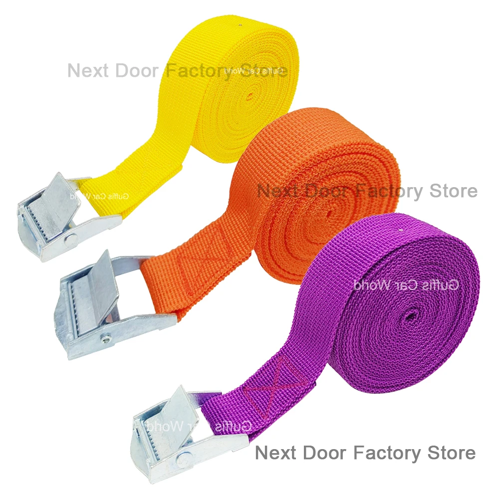 5pcs 2Meter Cargo Straps With Buckle Tie-Down Belt for Motorcycle Car Bike Tow Rope Ratchet Fixing Belt for Luggage Bag 3 Colors