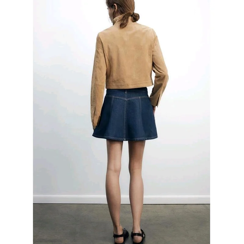 

Spring New Arrival A-Line Skirt Women's Casual Denim Puffy Waist Simple Sle Polyester Fiber ort Skirt