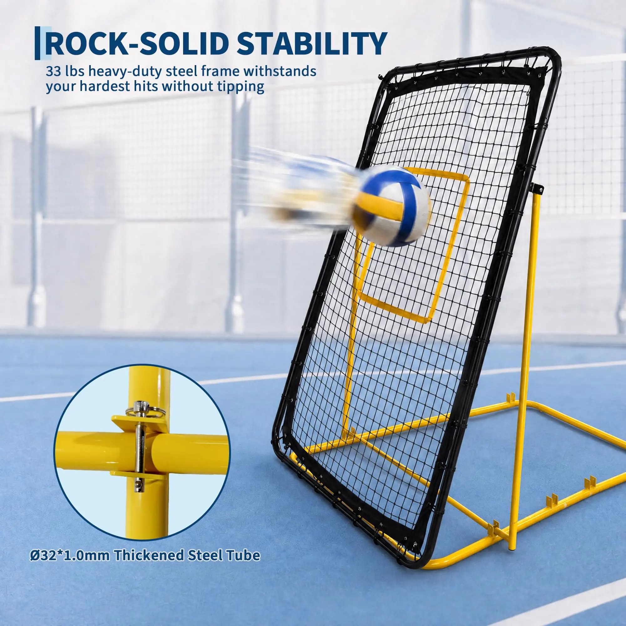 Adjustable Volleyball Rebounder Net 4x6 Ft With PU Volleyball And Stakes