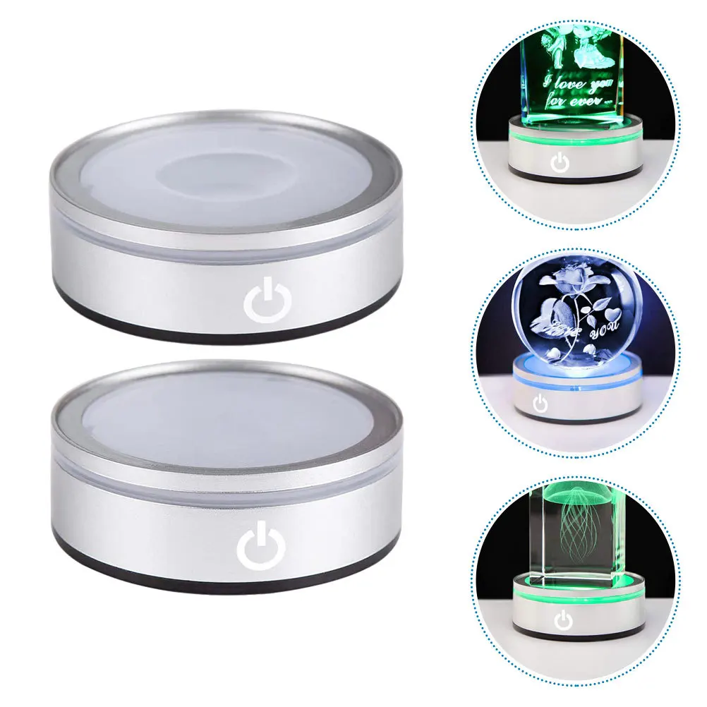 

2pcs Led Touch Switch Crystal Ball Light Base Color Changing Glow Display Stand For Crystals Glass Art Night Light