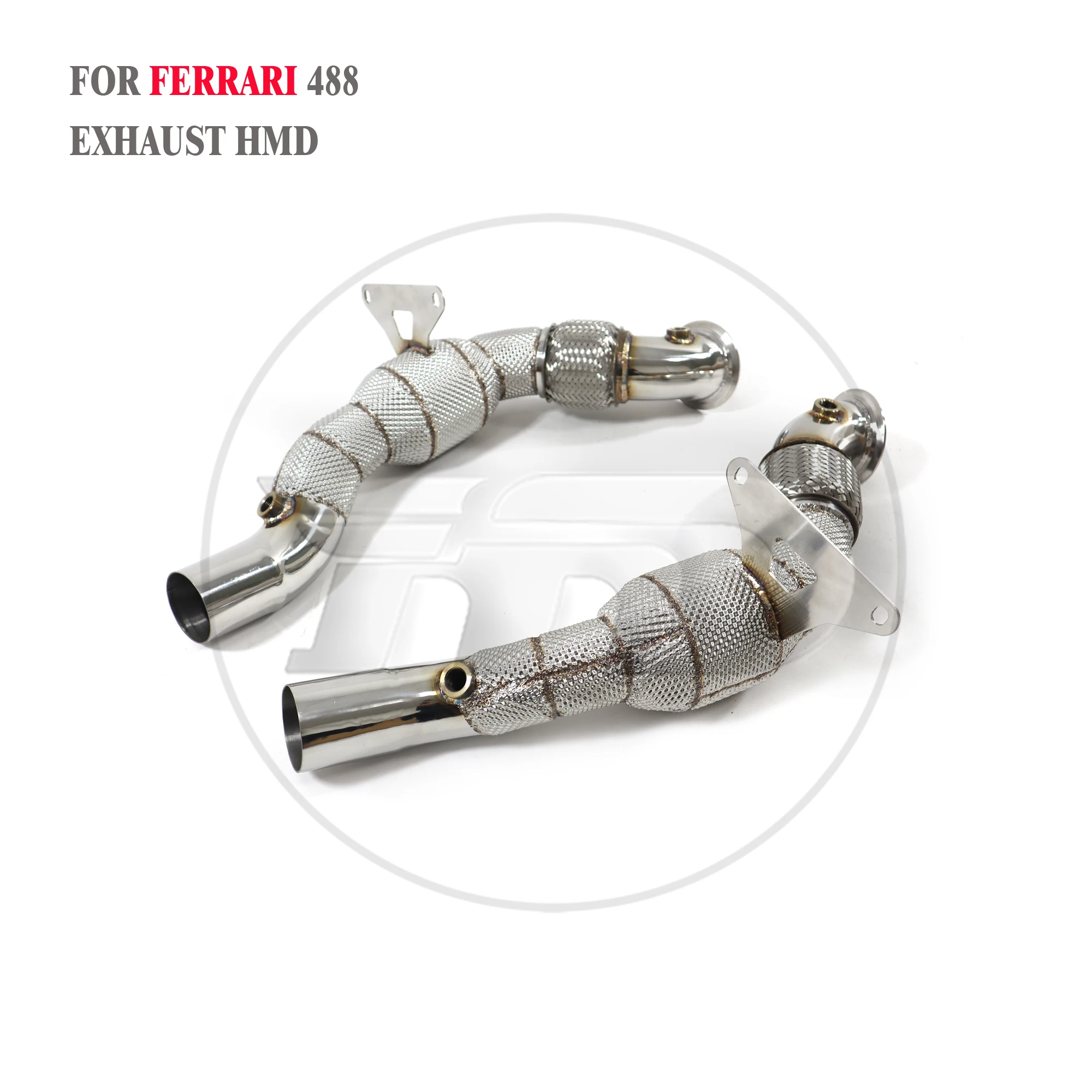 HMD Exhaust System High Flow Performance Downpipe for Ferrari 488 Pista Spider GTB V8 3.9T With Heat Shield