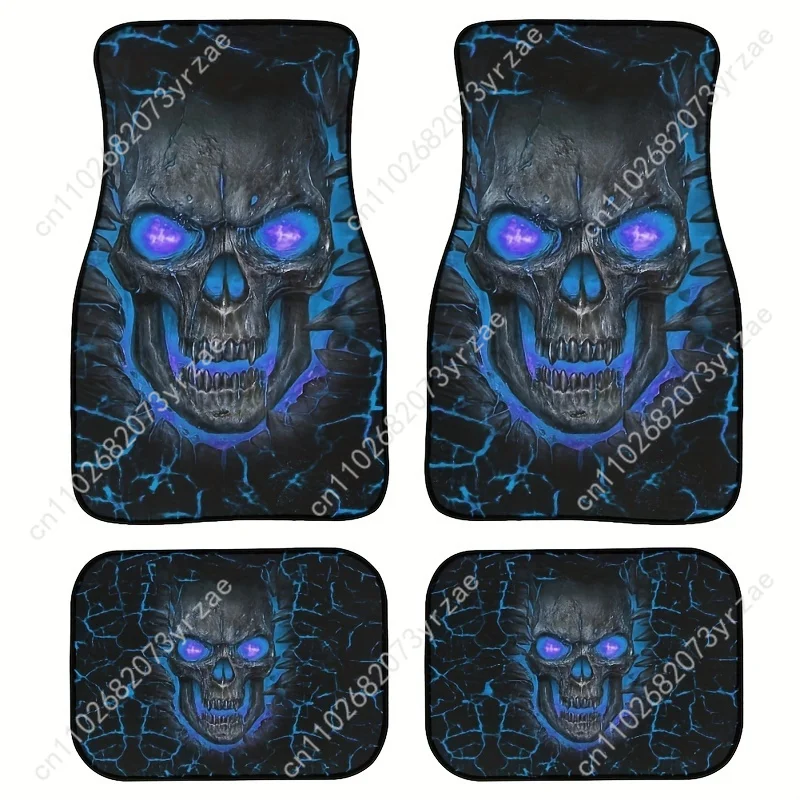 

Skull Pattern 4pcs Universal Car Floor Mats All-Season Fashionable Auto Interio Absorbent Non-Slip Washable Car Floor Mats