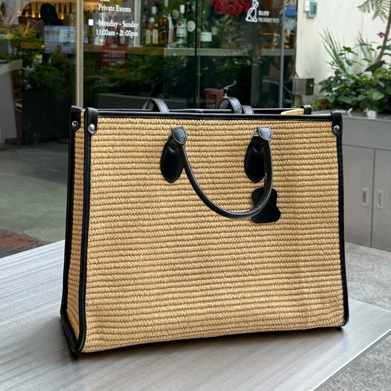 

Beach Straw Tote Bags For Women Luxury Designer Handbag Purse 2026 New In Grass Knitting Large Capacity Handle Underarm Shoulder