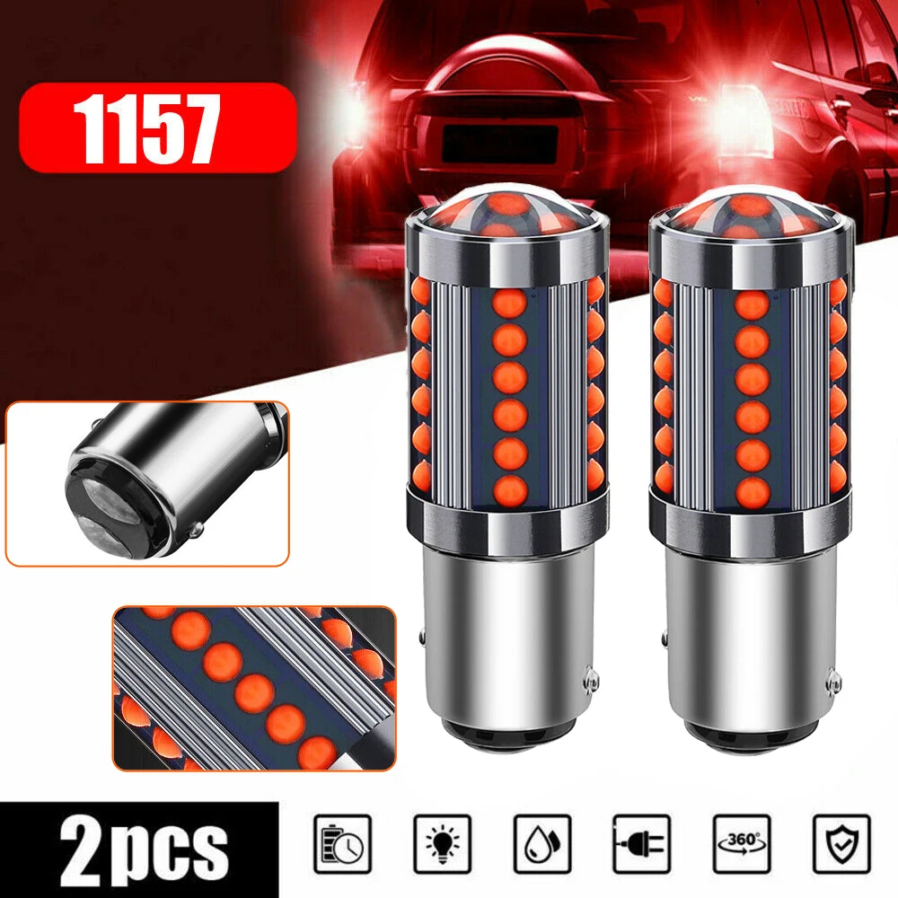 2Pcs Car 1157 BAY15D P21/5W 36COB LED Aluminum Red Car Tail Lamp Signal Brake Light Parking Bulbs Universal Exterior Accessories