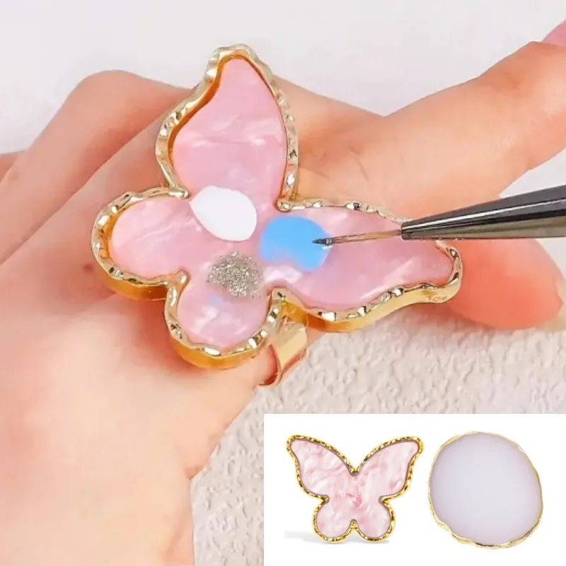 Palette de mélange de vernis à ongles irrégulier, en résine, avec anneau, outil professionnel de mélange de Gel pour manucure et peinture