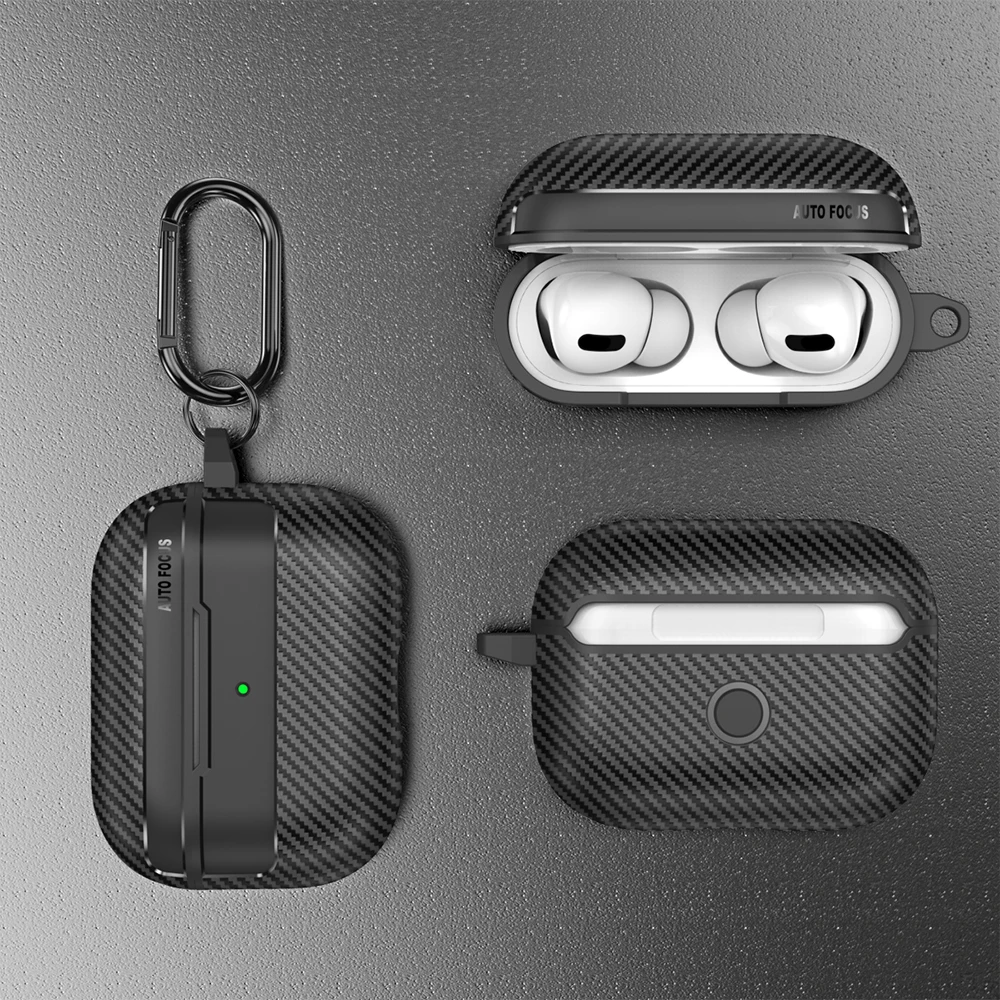For Airpods Pro 3 Case Business Carbon Fiber Earphone Cover For Apple AirPods 4 Protective Cover Pro 2 Case Funda with Hook - view 5