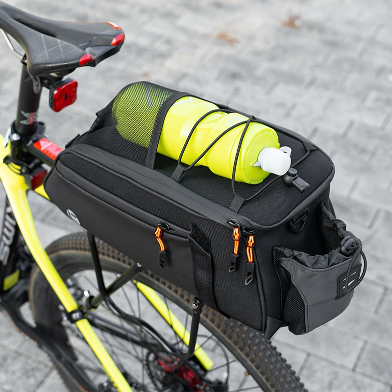 Reflective Bike Rear Seat Bag, Cycling Storage Pouch,  with Water Bottle Holder and Tail Light Compatibility