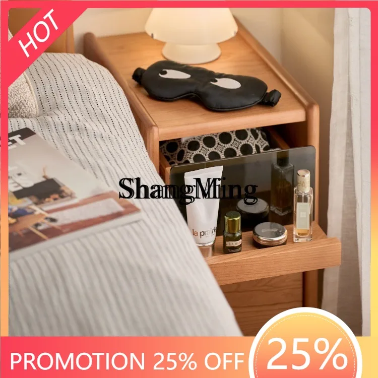 

CL bedroom bedside table solid wood storage locker bedroom household small apartment storage narrow