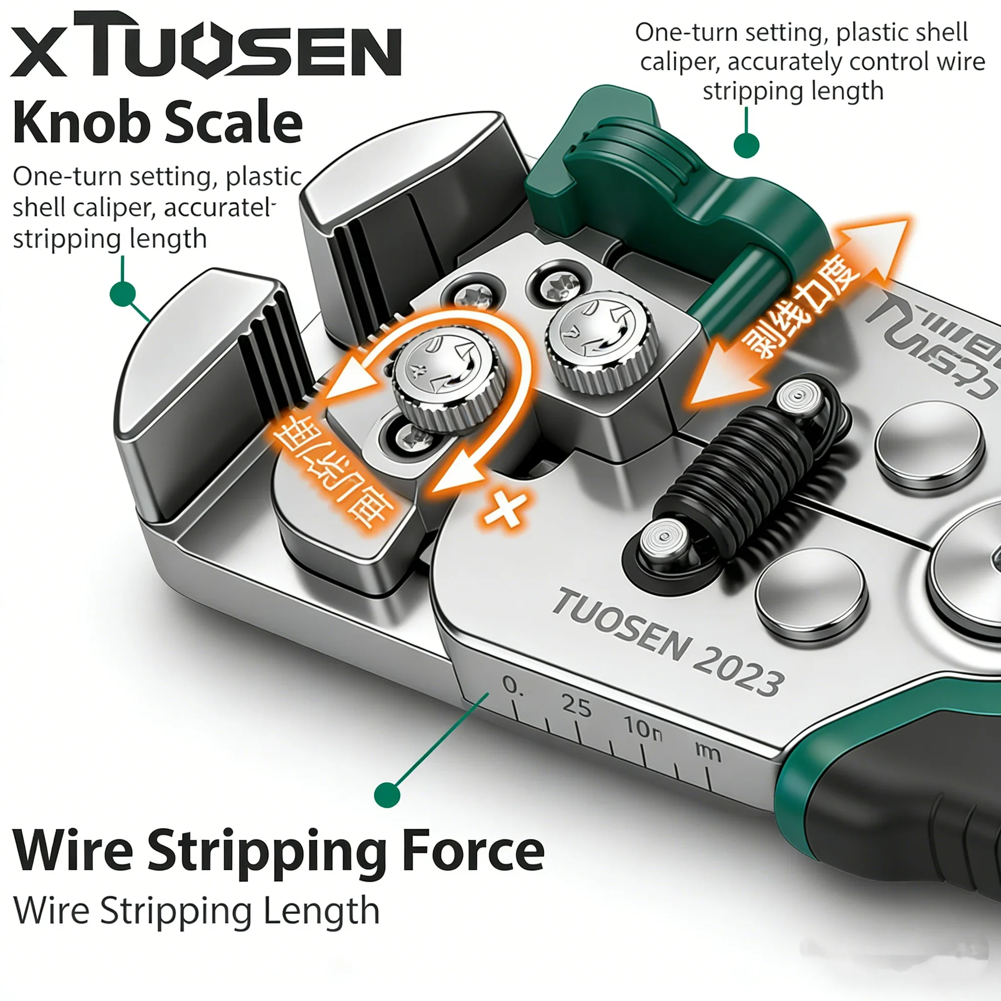 TUOSEN 2-in-1 Wire Stripper and Crimper Pliers Automatic Cable Peeler for Electrical Terminal Tasks