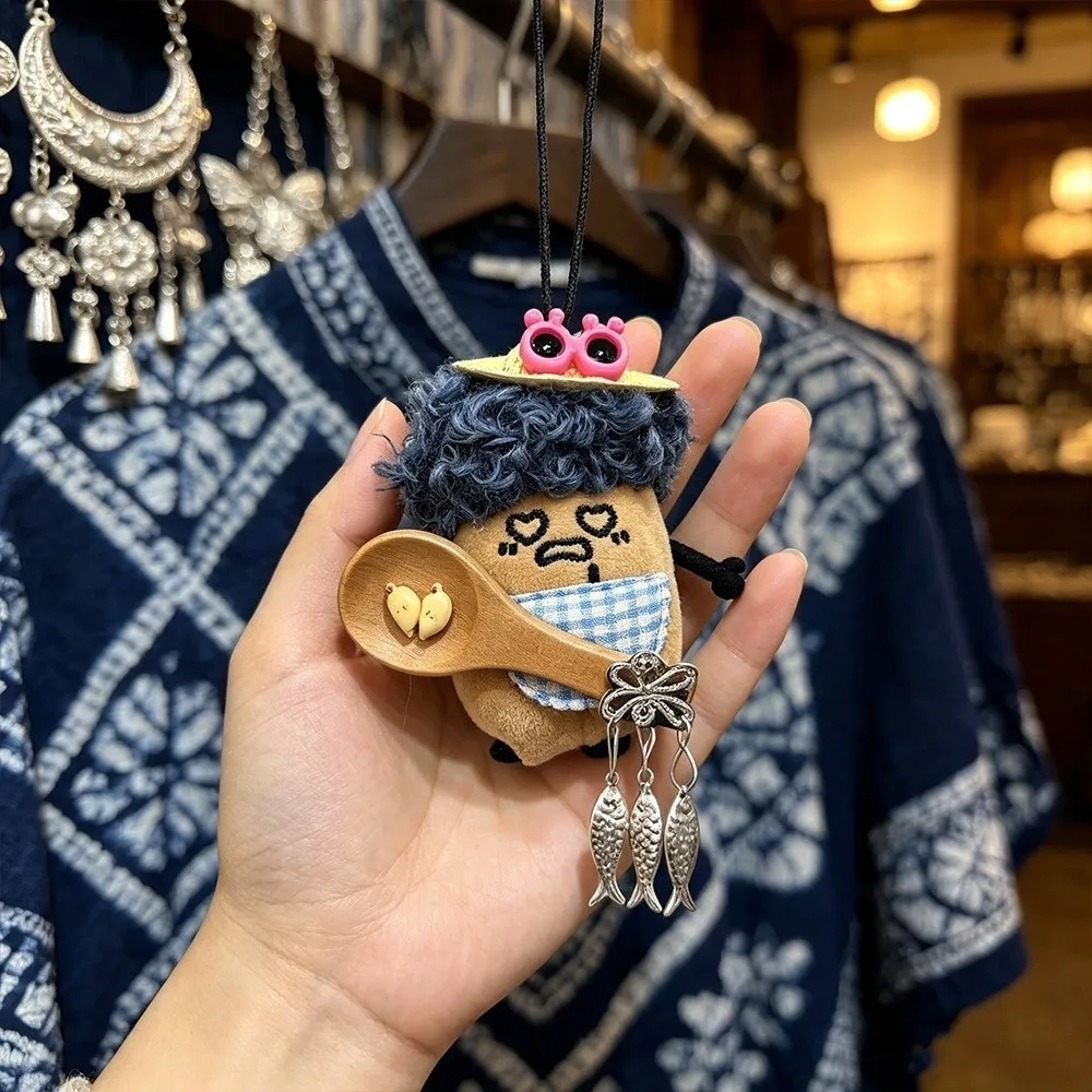 New Product Ethnic Style Potato Keychain Handmade Creative Cartoon Pendant Cartoon Design Backpack Ornament Home Decor