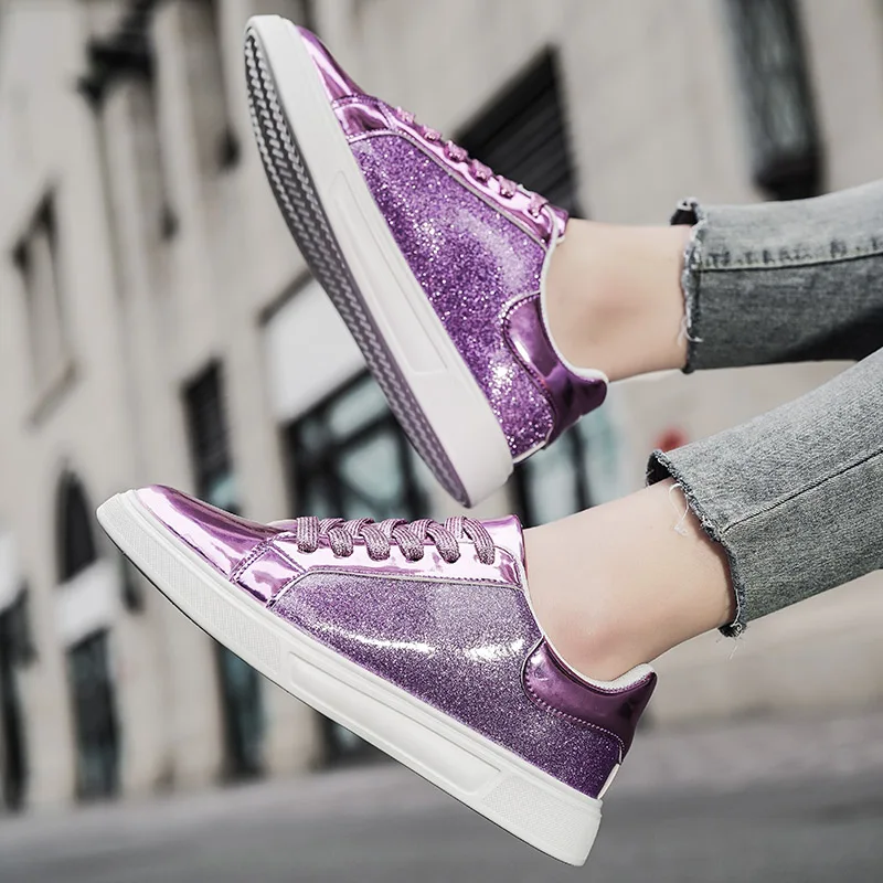 Women's Sneakers 2023 Flat Fashion Casual Sneakers Brand Luxury Women's Walking Shoes Low Sequins Women's Plus Size Shoes