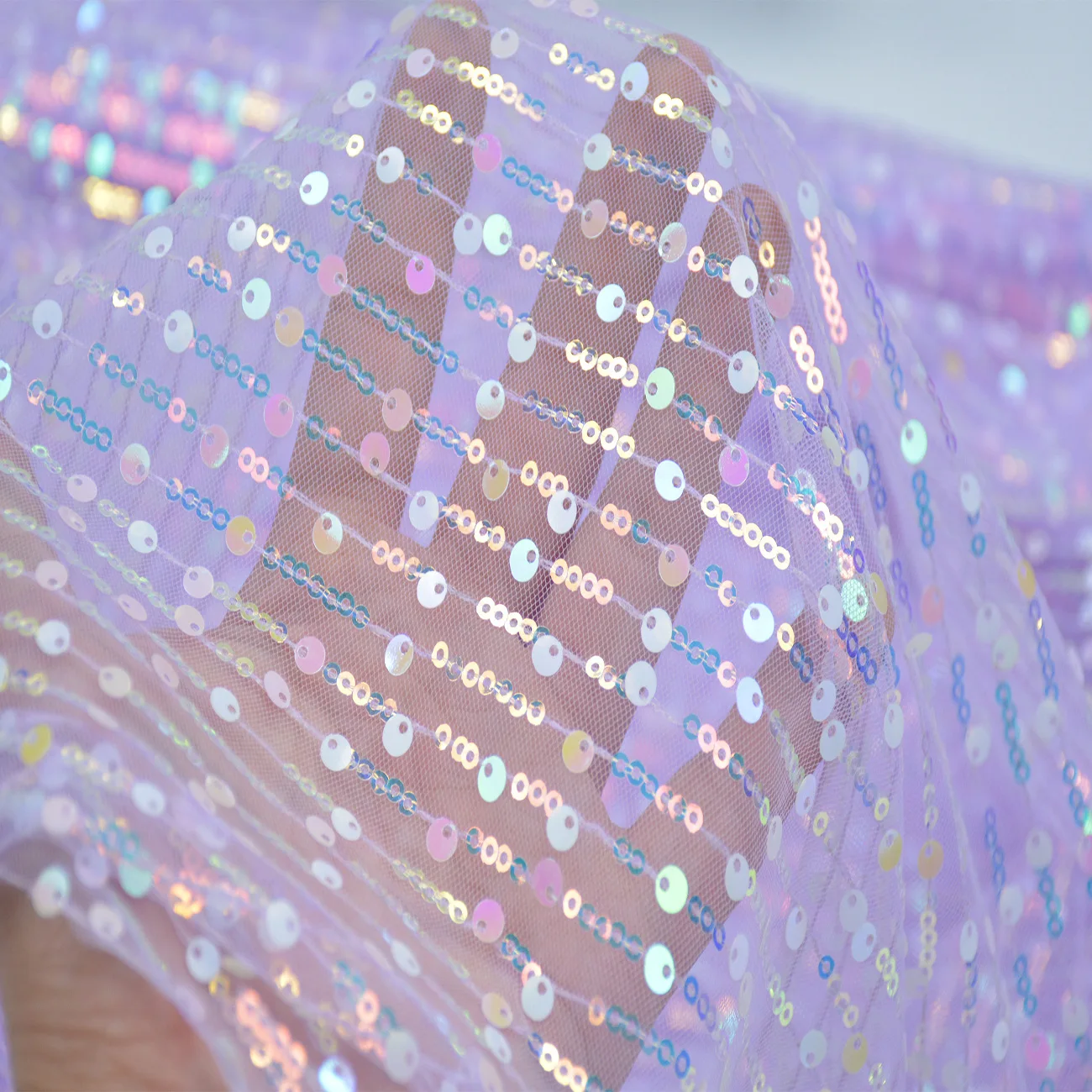 3mm & 5mm Mesh-Backed Sequin Striped Fabric Glitter Material Fashion Dresses Braided Headpieces Apparel Costume Design Textile