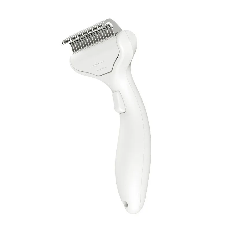 Hot Sale One-Click De-Fluffing Hair Removal Cat Comb Stainless Steel Pet Grooming Comb for Fluff Removal