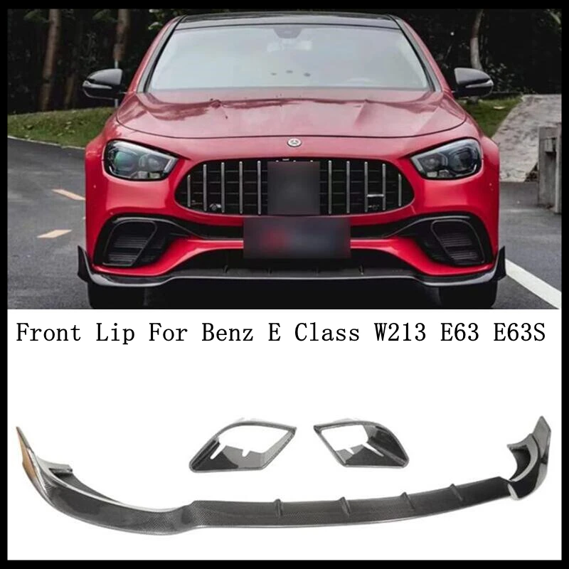 For Mercedes Benz E Class W213 E63 E63S AMG 2021 2022 2023 Real Carbon Fiber Front Lip Spoiler Fog light Air Vent Outlet Cover