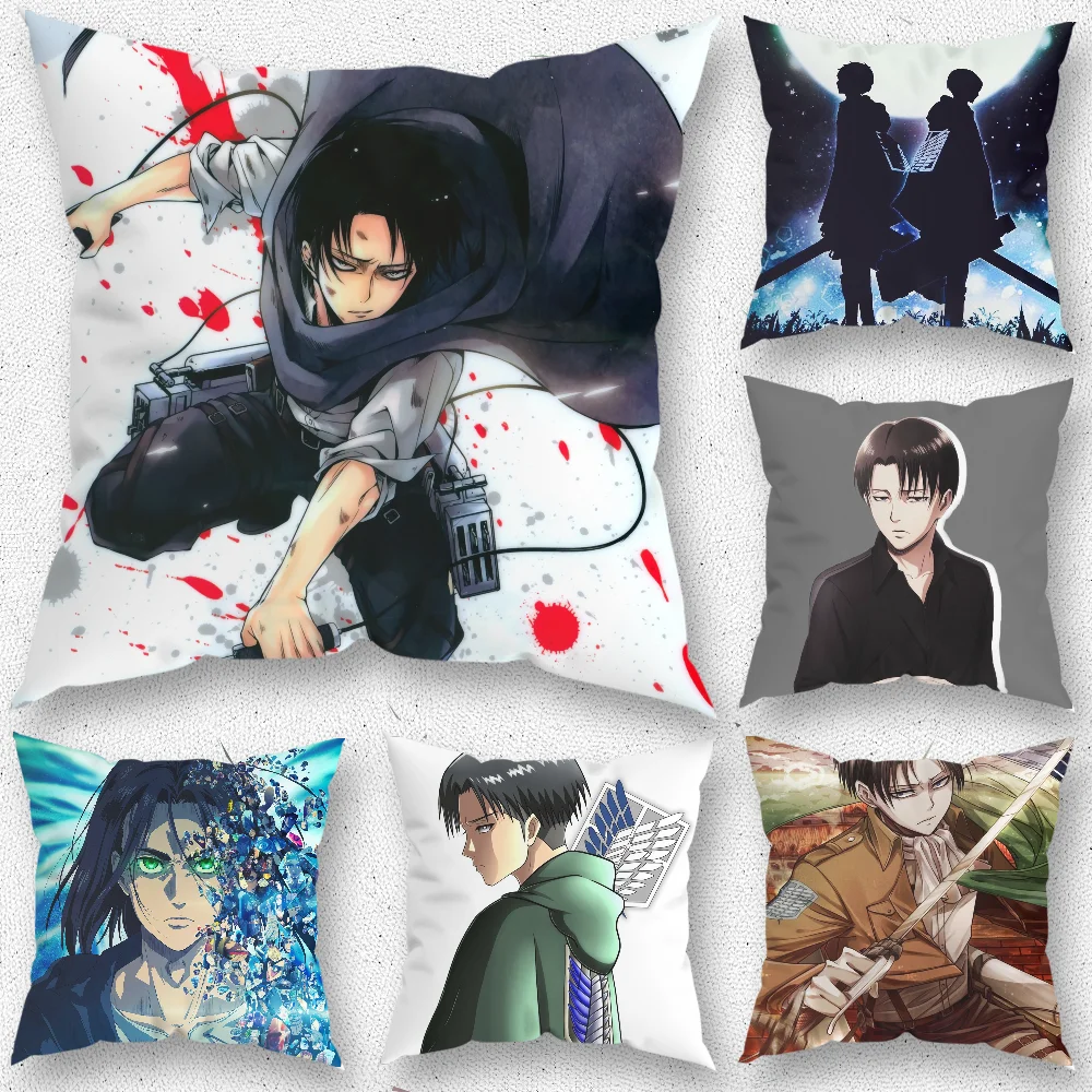 

Anime L-Levi Ackerman Pillow Case For Home Bedroom Room Decoration Living Room Sofa Cushion Cover Suitable