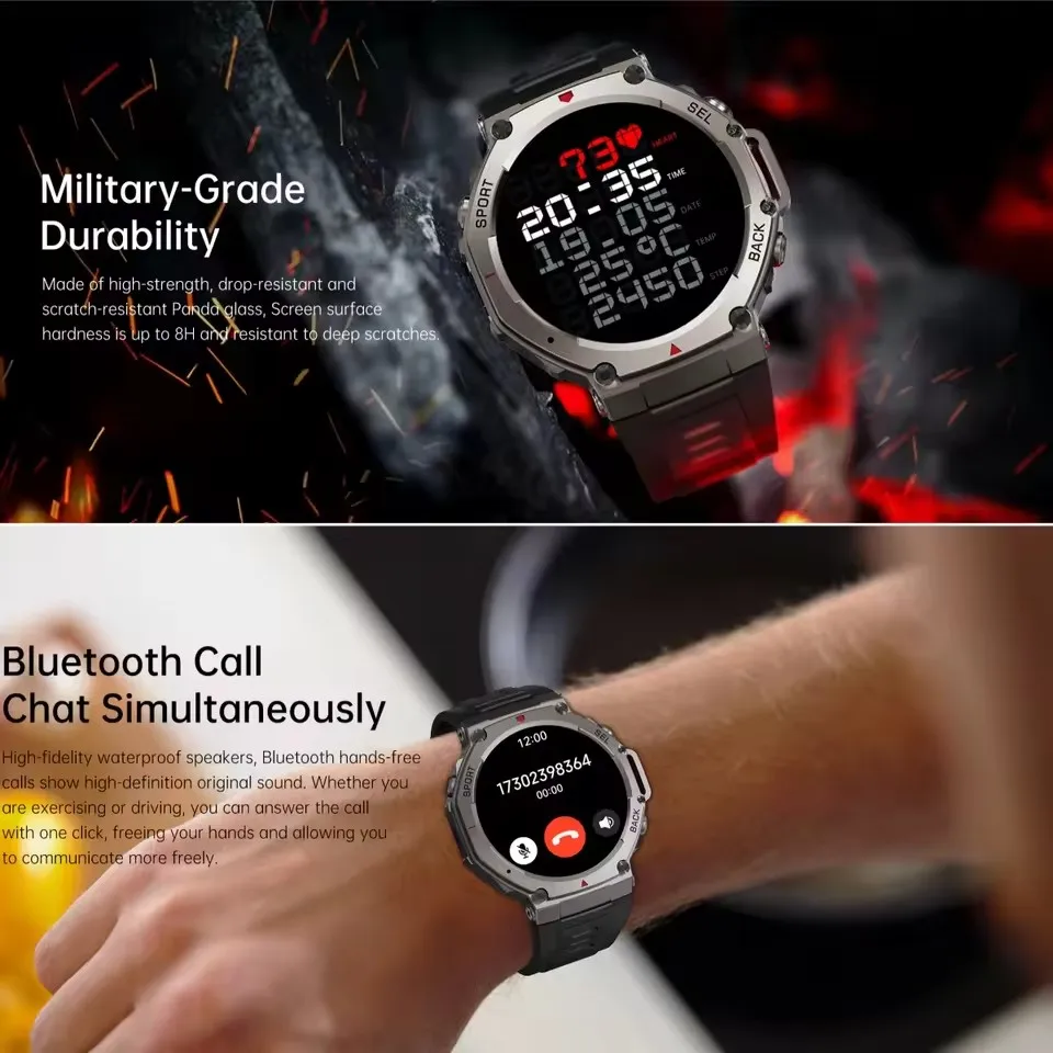 2025 جديد العسكرية T-Rex 3 GPS ساعة ذكية الرجال Smartwatch البوصلة مقياس الارتفاع الجوي 5ATM IP69K مقاوم للماء AMOLED ساعات رجالي