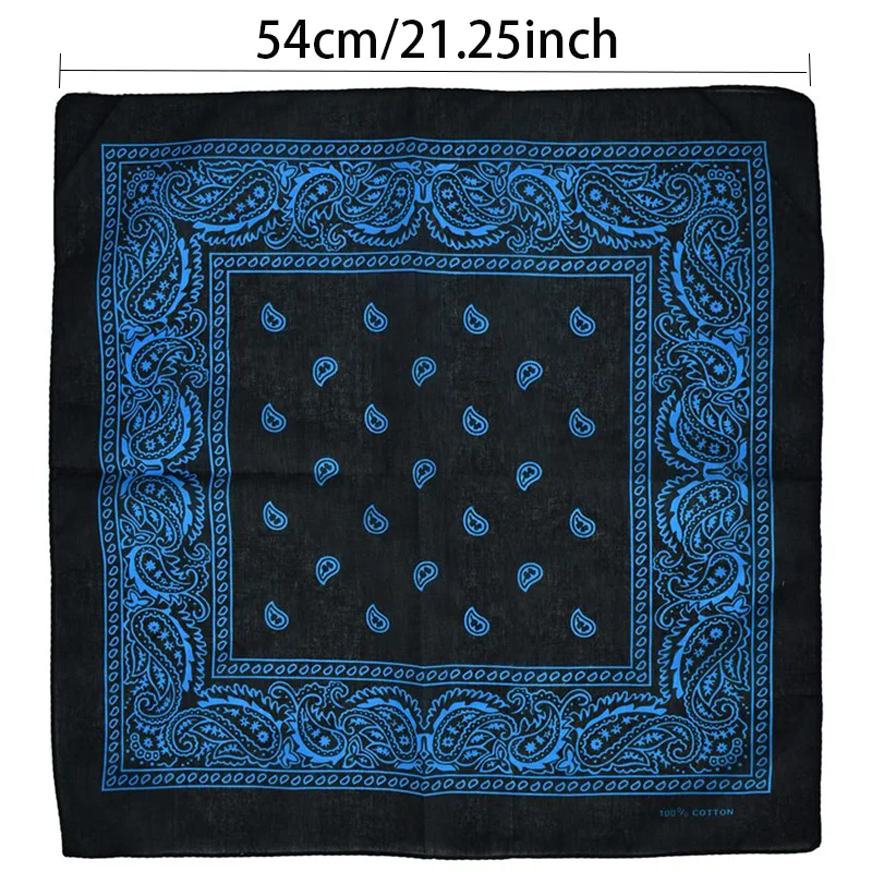 54cm Popular Hip Hop Printed Cashew Flowers Bandana Men Women Outdoor Square Scarves Unisex Handkerchief Hair Accessories