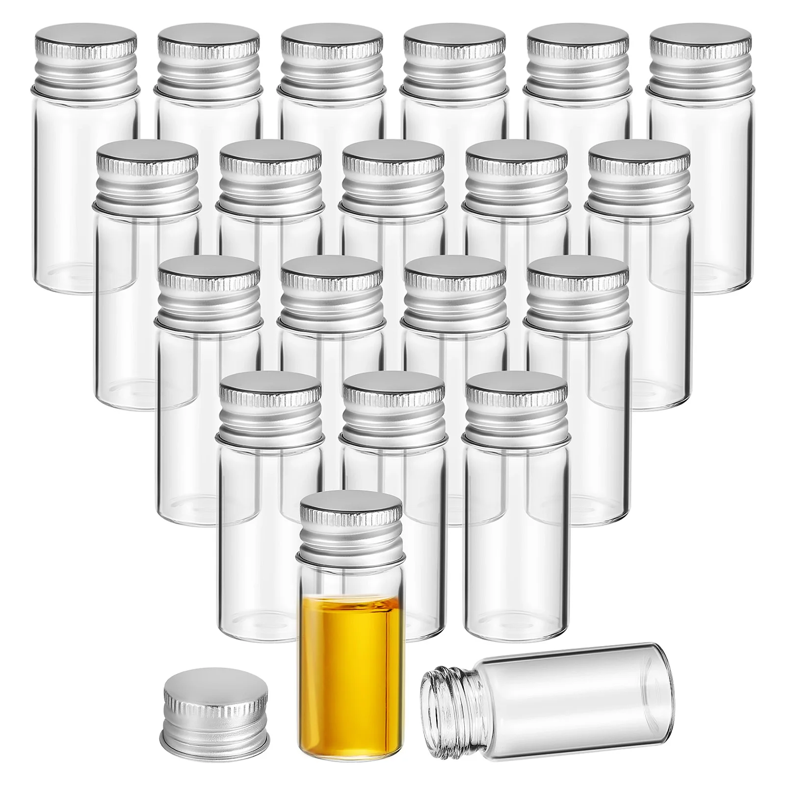 

20Pcs Mini Glass Bottles Clear Small Empty Screw Lid Tiny Vials Travel Storage Containers Sample Bottles Spice Holder