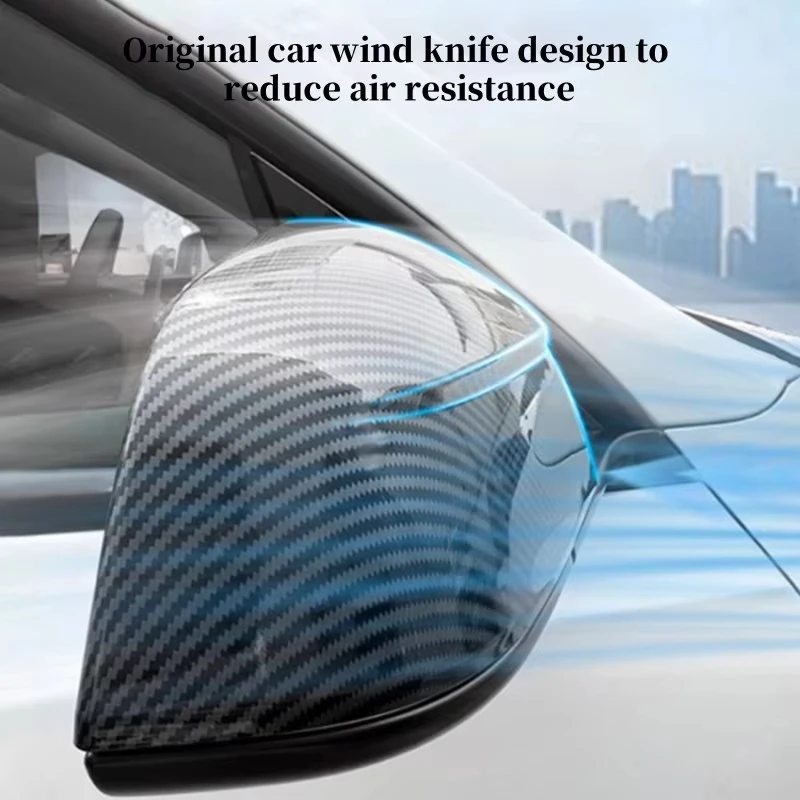 Für Tesla Modell Y Juniper 2025 Seiten Rückspiegel Schutzhülle Carbon Look ABS Spiegel Dekorative Auto Zubehör – Detail 4
