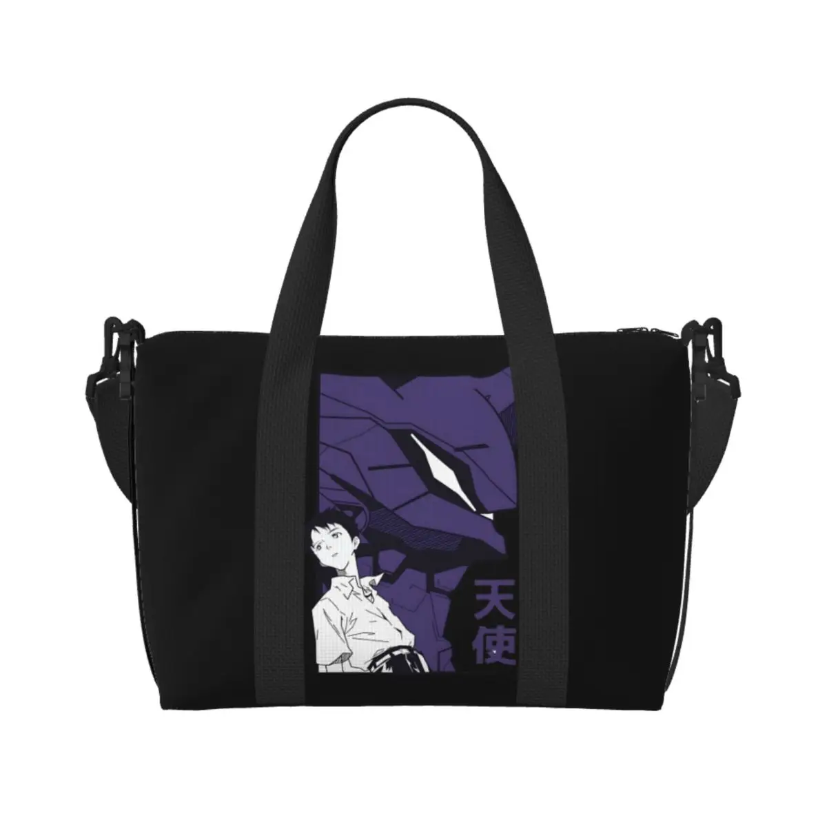 

Custom EVA Evangelions Anime Beach Tote Bag for Women Manga Big Compartment Gym Beach Travel Bags