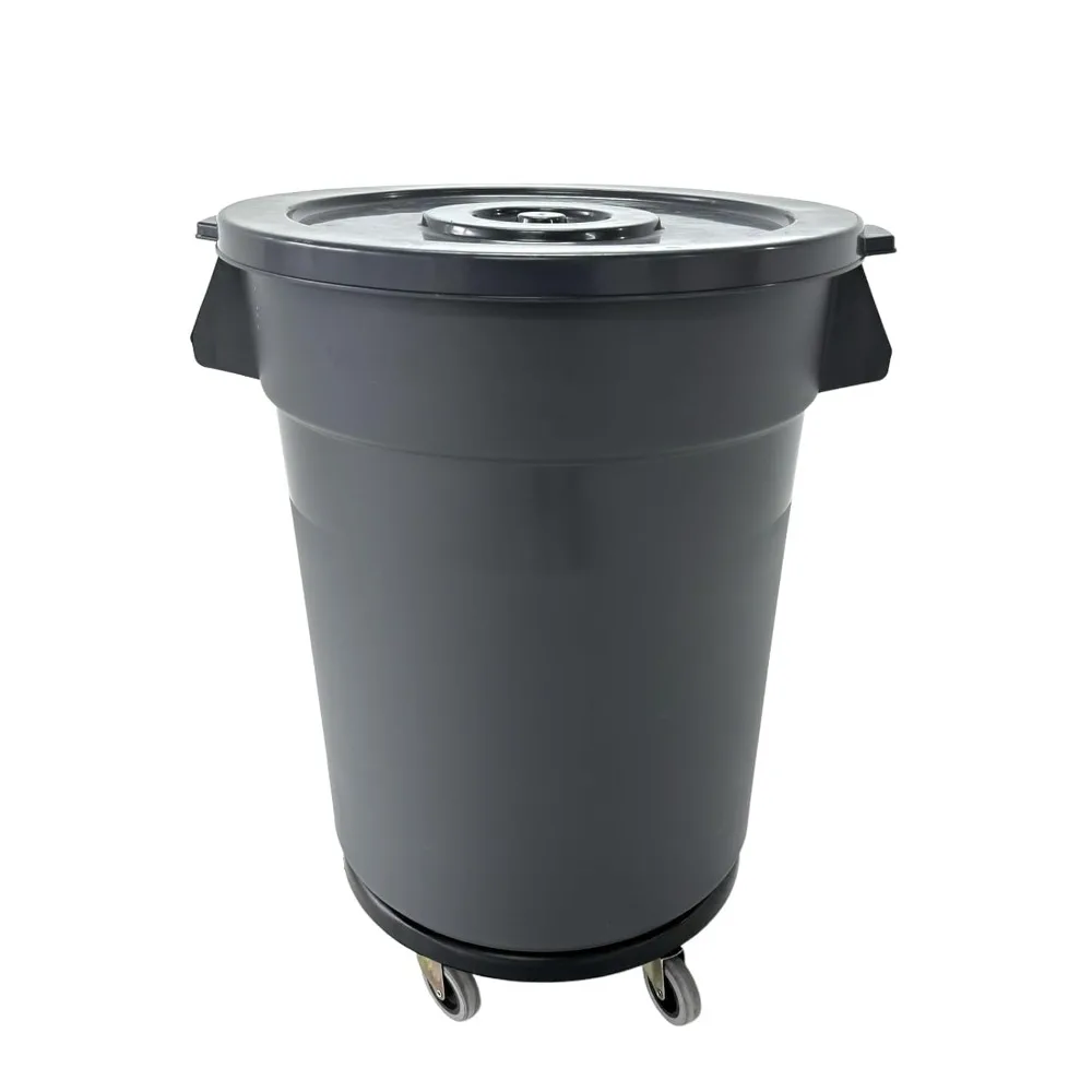 

32 Gallon Trash Can with Lid and Wheels, Heavy Duty Construction, Perfect for Backyard, Deck, or Garage
