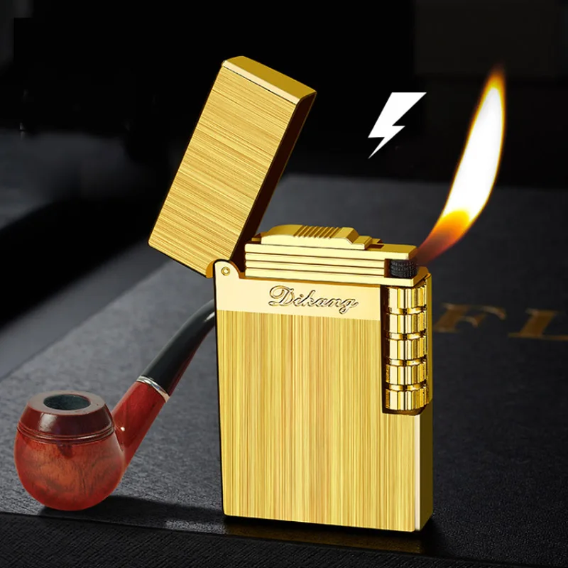 Clear Ping Sound Lighter Grinding Wheel Flint Cigarette Lighters Creative Metal Gas Inflatable Butane Flame Lighter Best Gift