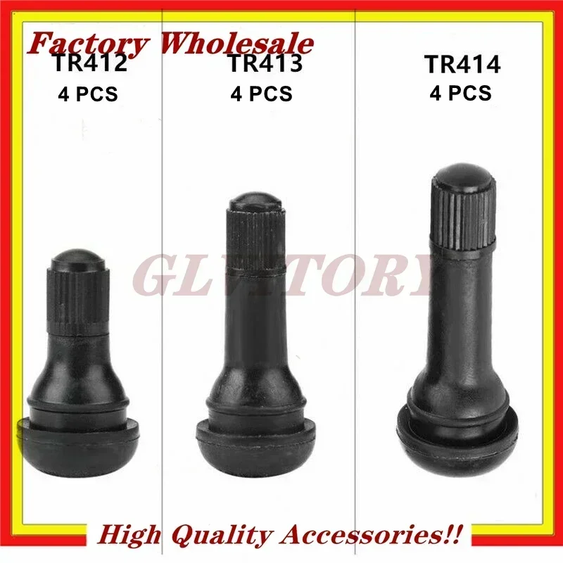 4X TR414/TR413/TR412 vástagos de válvula de neumático sin cámara de coche a presión válvula de aire de neumático de vacío de cobre de goma para Auto motocicleta Moto nuevo