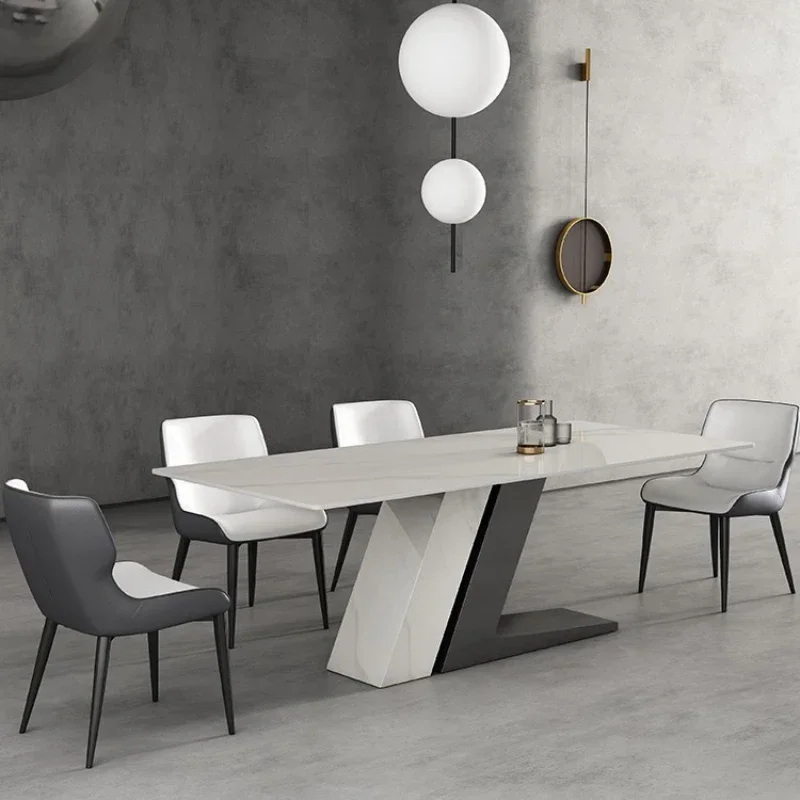 Extendable Bar Dining Table Rectangular Coffee Cuisine Slate Dining Table Light luxury Stool Console Mesas Comedor Furniture