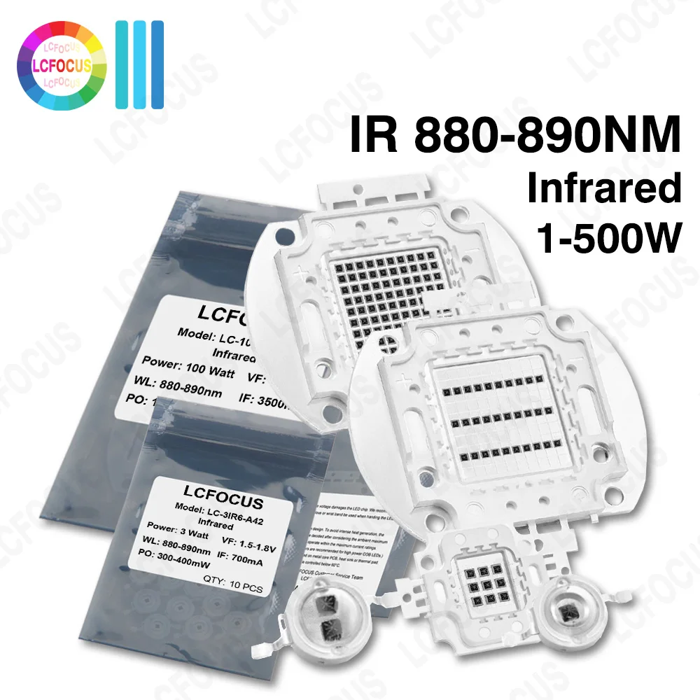 

IR 880nm 890nm 1W 3W 5W 10W 20W 30W 50W 100W Infrared LED Bulbs COB Chip For CCTV Monitor Night Vision Camera Security Lamps