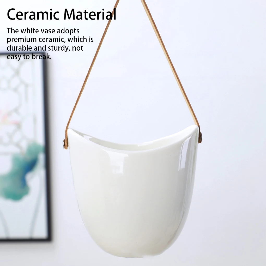 세라믹 벽걸이 화분, 정원 야외 화분, 홈 데코, 발코니 수경 화분, 흰색 꽃병