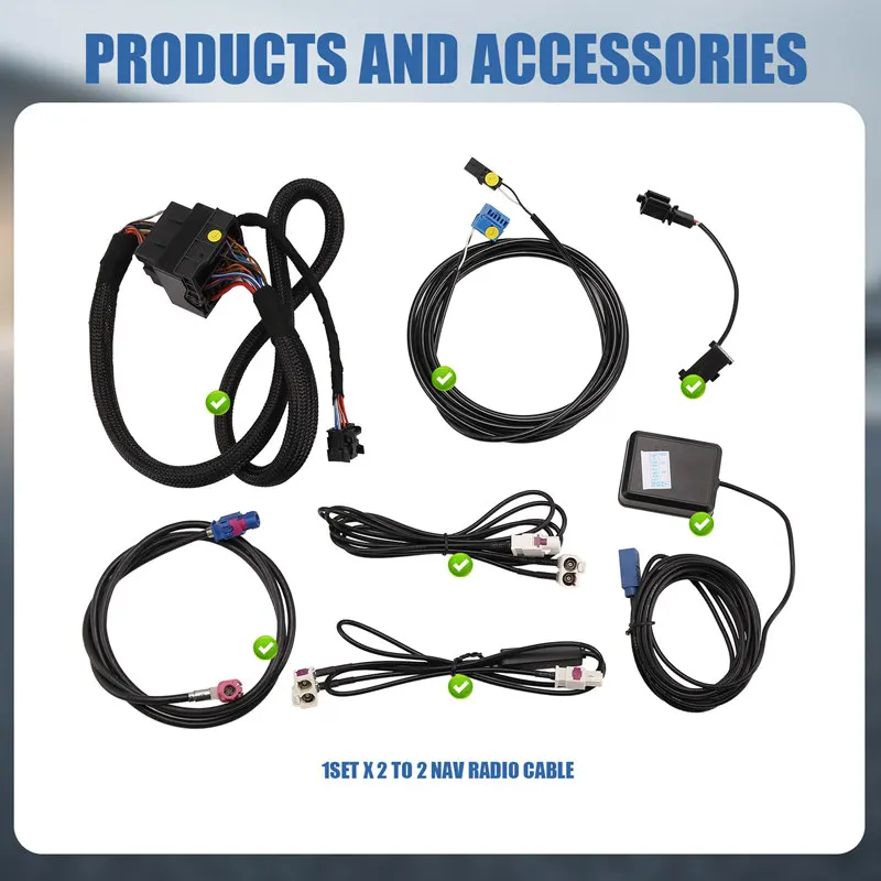 MIB2 STD2 ZR NAV Radio Cable Wire Harness Set With 2 To 2 Cable For VW Golf 7 MK7 Passat B8 MQB TIGUAN POLO 6C