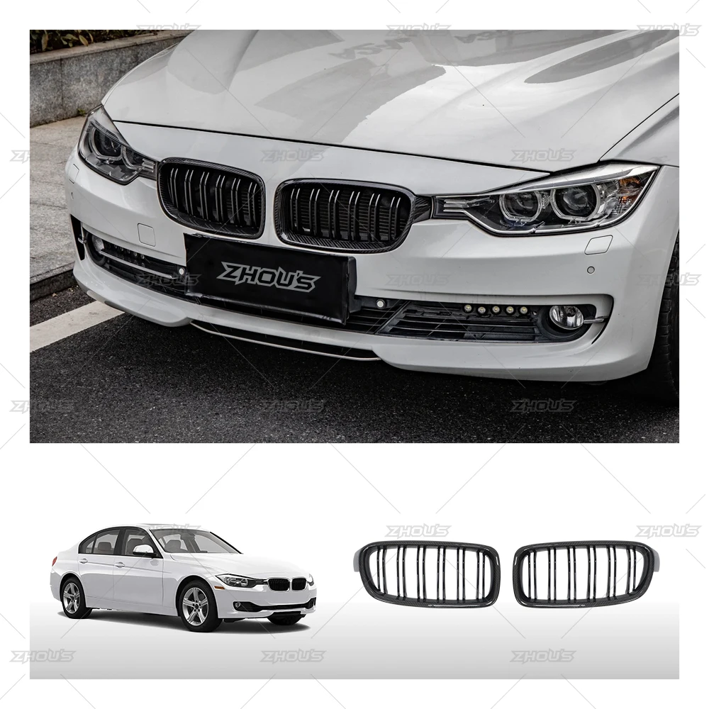 

Zhous Design High Quality Exterior Body Kit Auto Accessories Glossy Black Carbon Fiber Front Grille for BMW 3S F30 F35