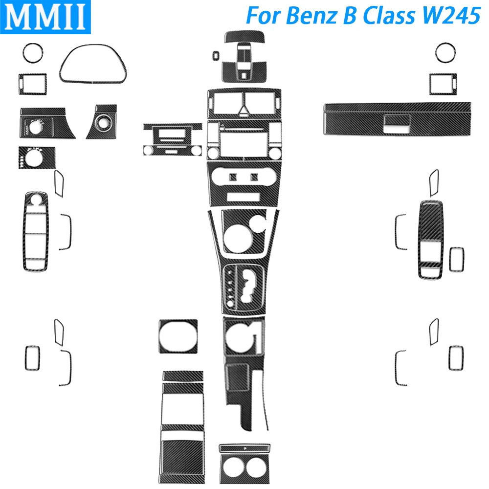 For Benz B Class W245 2005-2011 Carbon Fiber Gear Shift Window Lift Air Outlet Water Cup Holder Panel Suit Car Interior Sticker