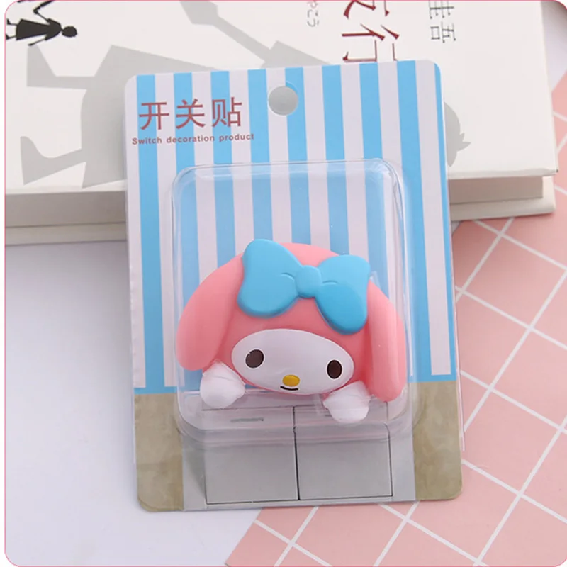 Hello Kitty 3D Light Switch Cover Adhesive Wall Sticker For Bedroom Room Decor Cute Cartoon Outlet Cover Protection